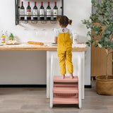 3-Step Stool with Safety Handles and Non-slip Pedals for Toddlers-Pink
