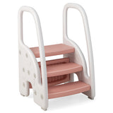 3-Step Stool with Safety Handles and Non-slip Pedals for Toddlers-Pink