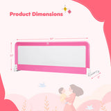 59 Inch Folding Breathable Baby Bed Rail Guard with Safety Strap-Pink