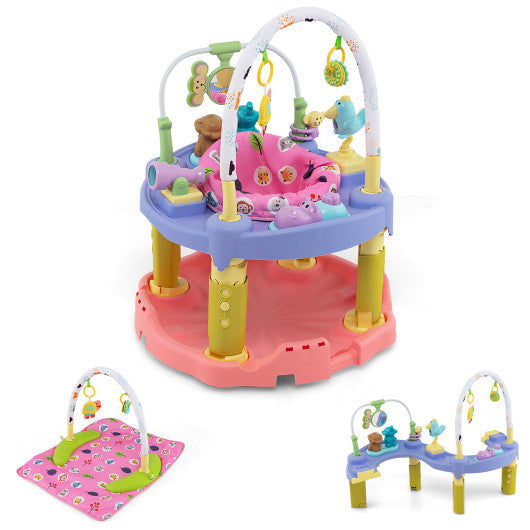 3-in-1 Baby Activity Center with 3-position for 0-24 Months-Pink