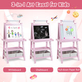 3-in-1 Double-Sided Storage Art Easel-Pink