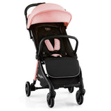 One-Hand Folding Portable Lightweight Baby Stroller with Aluminum Frame-Pink