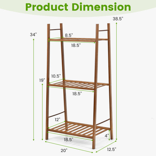 3 Tiers Vertical Bamboo Plant Stand-Brown
