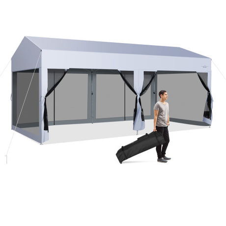 10 x 20 Feet Pop up Canopy Tent with Removable Sidewalls for Party-White