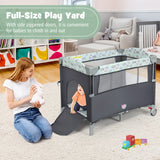 5-in-1  Portable Baby Beside Sleeper Bassinet Crib Playard with Diaper Changer-Gray