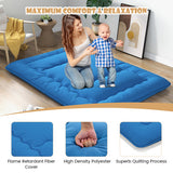 Foldable Futon Mattress with Washable Cover and Carry Bag for Camping Blue-Queen Size