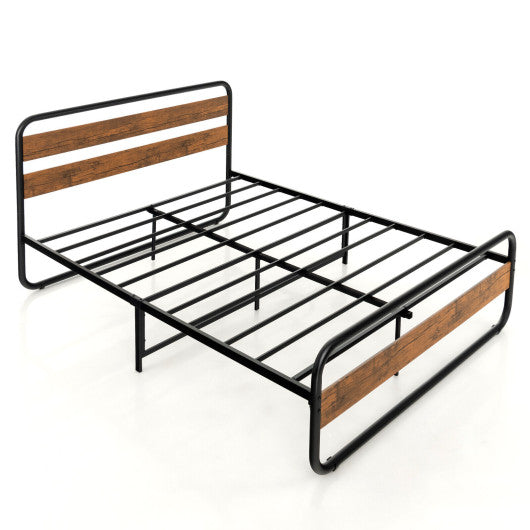Arc Platform Bed with Headboard and Footboard-Queen Size
