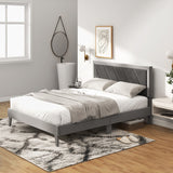Twin/Full/Queen Platform Bed with High Headboard and Wooden Slats-Queen Size