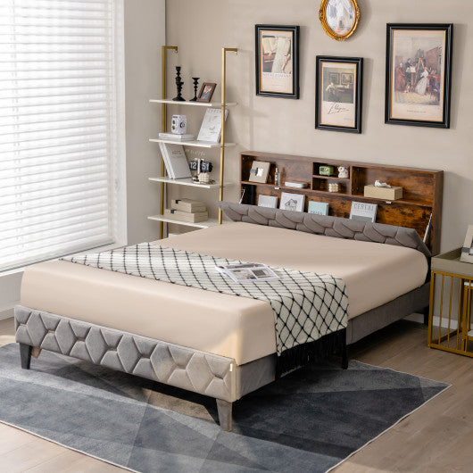 Queen bed frame with shop storage and headboard