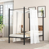 Queen Size Canopy Bed Frame with Under Bed Storage-Twin Size