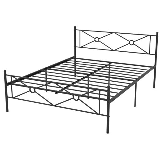 Full/Queen Size Metal Platform Bed Frame with Headboard and Footboard-Queen Size