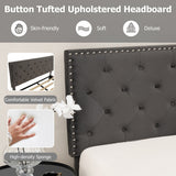 Full/Queen Size Upholstered Platform Bed with Tufted Headboard-Queen Size