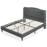 Full/Queen Size Upholstered Platform Bed Frame with Button Tufted Headboard-Queen Size