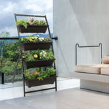 4-Tier Vertical Raised Garden Bed with 4 Containers and Drainage Holes-M