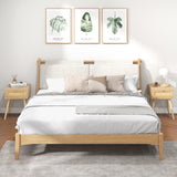Modern Rattan Nightstand with Drawer and Solid Wood Legs for Bedroom and Living Room-Natural