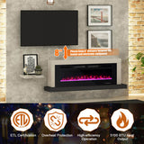 42/50/60/72 Inch Ultra-Thin Electric Fireplace with Decorative Crystals-60 inches