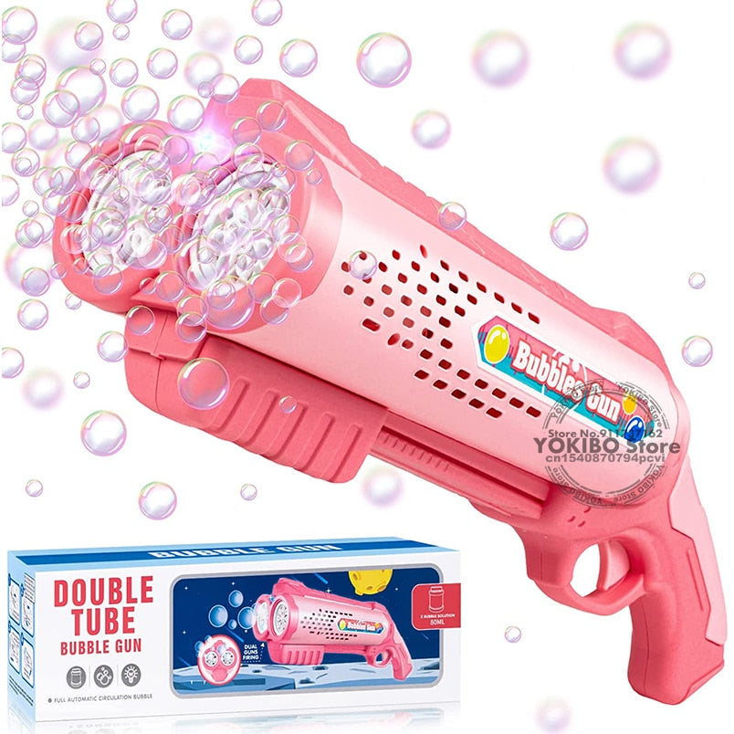 Bubble Gun Machine for Kids Toddler, Multi Hole Bubble Maker Automatic Bubble Blower with Led Light Soap Bubble Maker Summer Toys