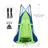 2-in-1 40 Inch Kids Hanging Chair Detachable Swing Tent Set-Green