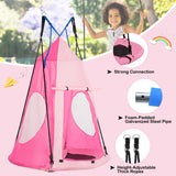 2-in-1 40 Inch Kids Hanging Chair Detachable Swing Tent Set-Pink