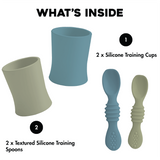 Sage & Blue - 4oz Baby Training Cups With Training Spoons by Senso Minds
