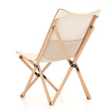 Set of 2 Bamboo Dorm Chair with Storage Pocket for Camping and Fishing-Beige