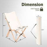 Set of 2 Bamboo Dorm Chair with Storage Pocket for Camping and Fishing-Beige