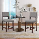 2 Piece Bar Chair Set with Hollowed Back and Rubber Wood Legs-Gray