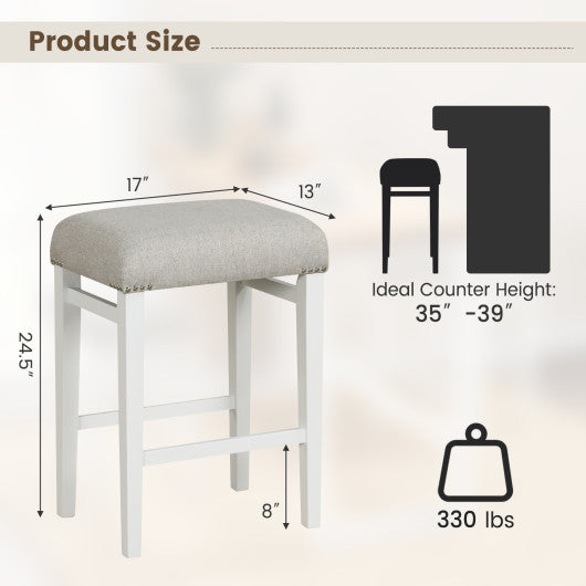 2 Pieces 24.5/29.5 Inch Backless Barstools with Padded Seat Cushions-24.5 inches