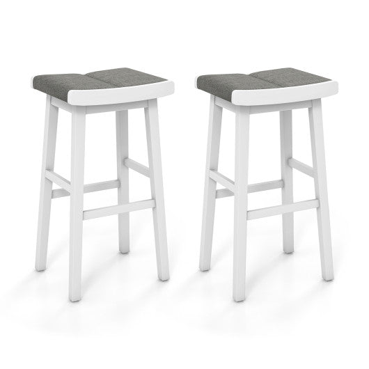 2 Pieces 26/31.5 Inch Upholstered Saddle Barstools with Padded Cushions-31.5 inches