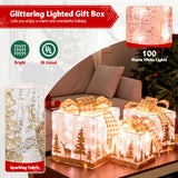 Set of 3 Lighted Christmas Gift Box with 100 Warm White Lights