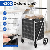 Folding Shopping Cart with Waterproof Liner Wheels and Basket-Silver