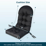Patio Adirondack Chair Cushion with Fixing Straps and Seat Pad-Black