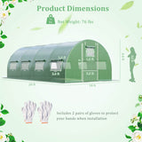 20 x 10 x 6.6 Feet Greenhouse with  Windows and Doors for Outdoor-Green