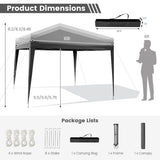 10 x 10 Feet Outdoor Pop-up Patio Canopy for  Beach and Camp-Gray