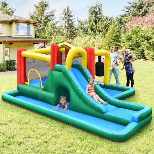 Inflatable Water Slide with Splash Pool Water Park and 750W Blower