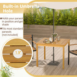 Square Acacia Wood Outdoor Dining Table with Umbrella Hole
