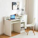 Study Laptop Table with Drawer and Keyboard Tray-White