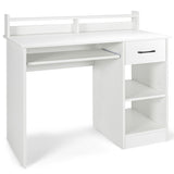 Study Laptop Table with Drawer and Keyboard Tray-White