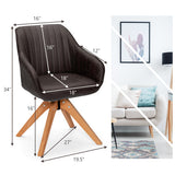 Mid-Century Swivel Accent Chair PU Leather Vanity Study Armchair-Dark Brown