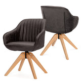 Modern Leathaire Set of 2 Swivel Accent Chair with Beech Wood Legs-Brown