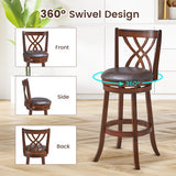 360° Swivel Counter Height Chairs with PU Leather Cushioned Seat and Footrests-30 inches