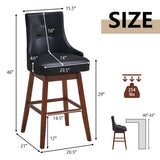 2 Pieces 29 Inch Pub Height Swivel Upholstered Bar Stools with Wood Legs-29 inches