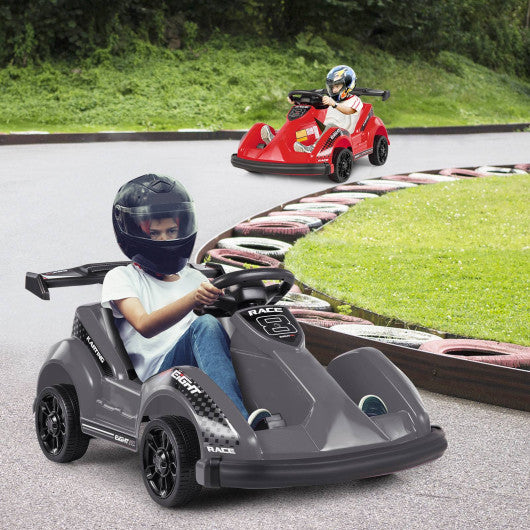 6V Kids Ride On Go Cart with Remote Control and Safety Belt-Black