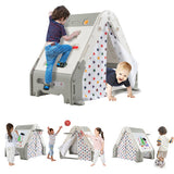 Kid's Triangle Climber with Tent Cover and with Climbing Wall-Gray