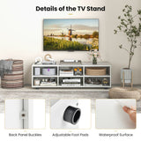 TV Stand for TV up to 55 Inch with 6 Storage Compartments-White