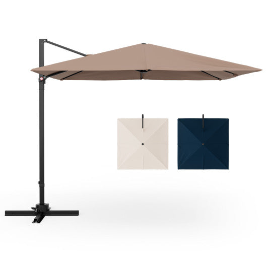 9.5 Feet Square Patio Cantilever Umbrella with 360° Rotation-Coffee