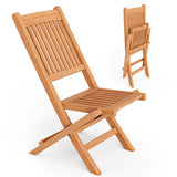 Teak Wood Patio Folding Dining Chair with Slatted Seat