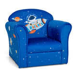 Toddler Upholstered Armchair with Solid Wooden Frame and High-density Sponge Filling-Blue