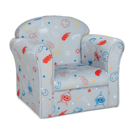 Toddler Upholstered Armchair with Solid Wooden Frame and High-density Sponge Filling-Gray