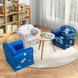 Toddler Upholstered Armchair with Solid Wooden Frame and High-density Sponge Filling-Multicolor